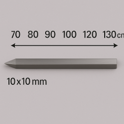 Spyd 10x10cm. rustfri 70-130cm