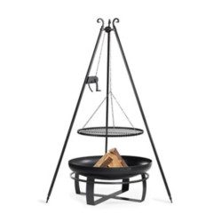 80 cm havebålfad med 180 cm trefod, hejs og grillrist