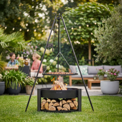 MONTANA 80 cm bålfad med trefodsgrill og rist